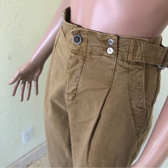 Anthropologie Khaki/Tan Wide-Leg Crop Cargo Pants High-Waisted Women’s Size 29 - Picture 5 of 16